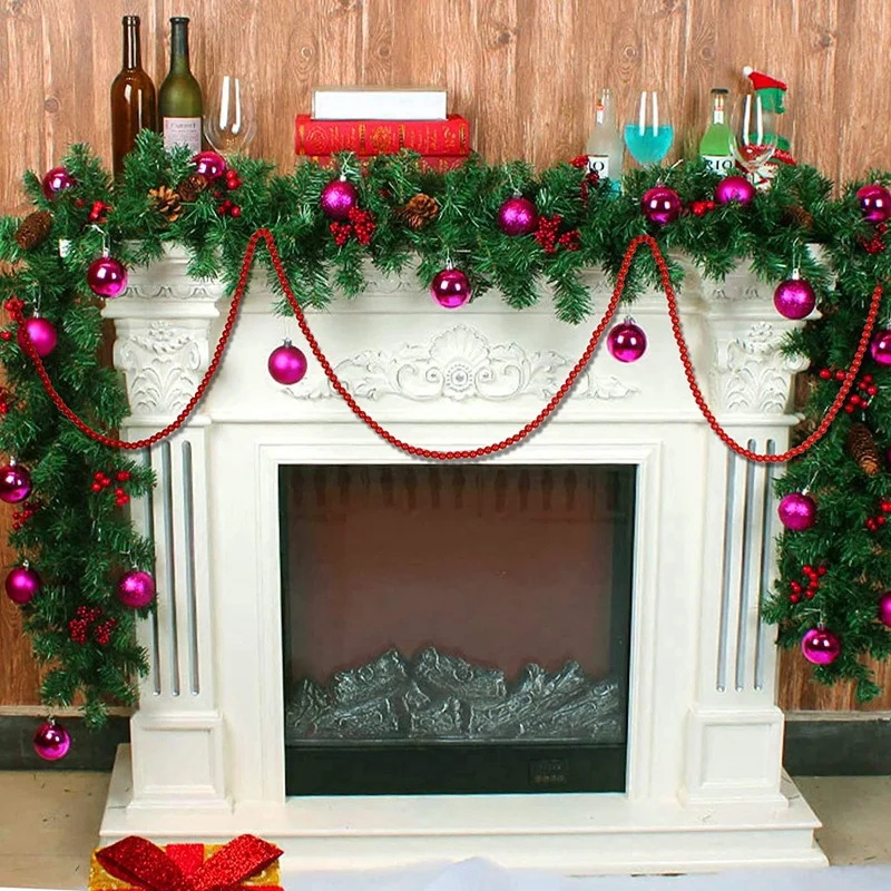 

Wooden Beaded Garland Farmhouse Home Decor Rustic Country Natural Holiday Christmas Tree Garland Boho Decora