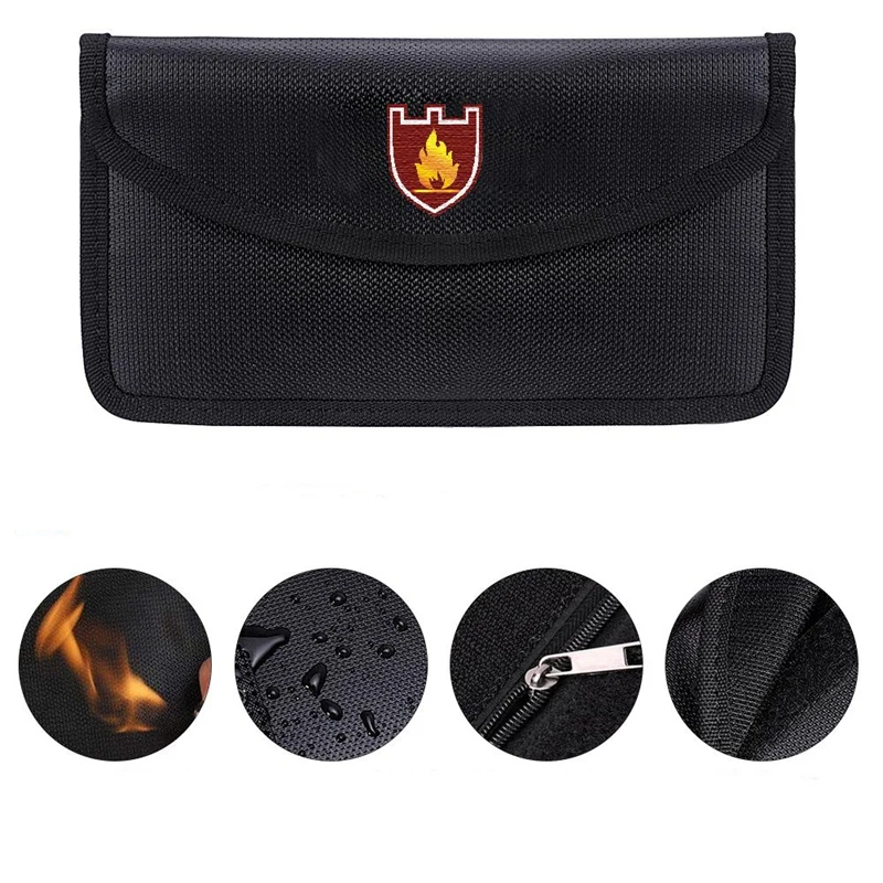 

Portable Fireproof & Waterproof Document Envelope File Folder Cash Pouch Valuables Money Bag Anti-Signal Bag