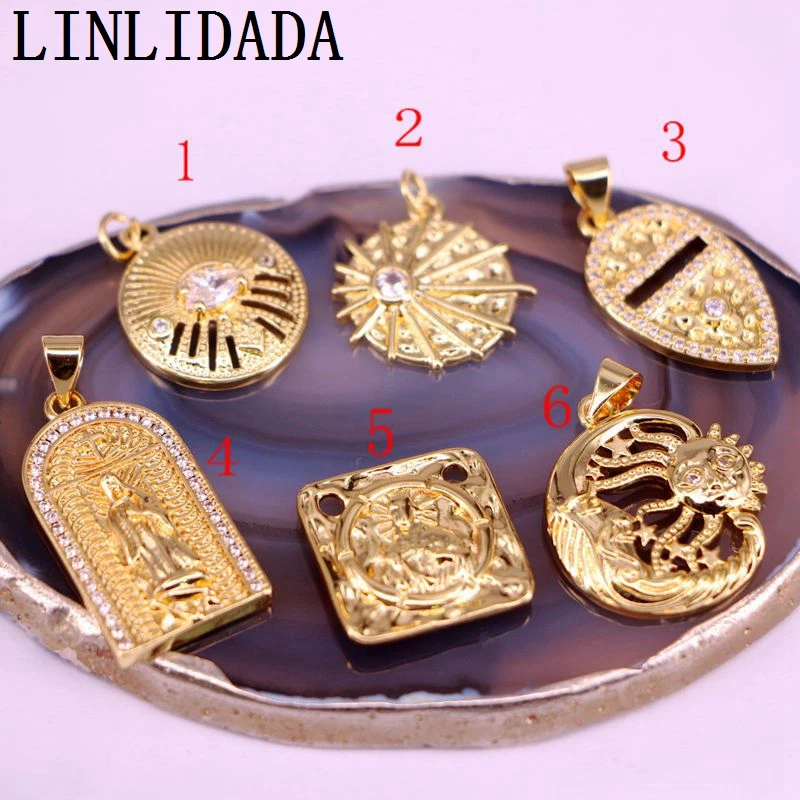 

Подвеска с кубическим цирконием, квадратная/круглая, 10 шт.