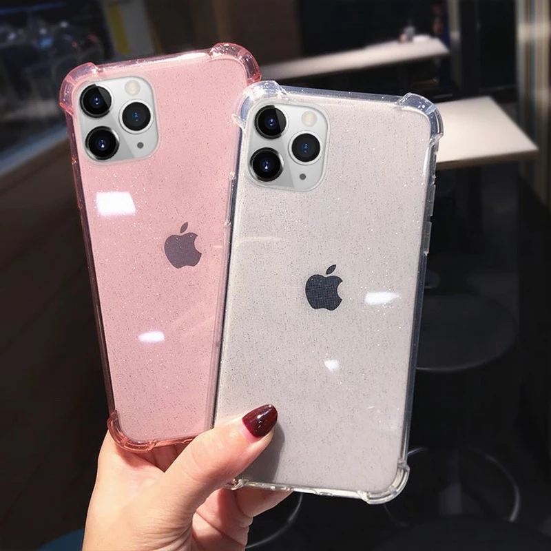 Блестящий порошок чехол для телефона iPhone 11 Pro X XR XS Max 8 7 Plus 6 6S прозрачный мягкий ТПУ