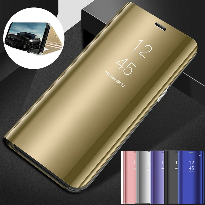Роскошный зеркальный флип чехол для Huawei P Smart P10 P20 Lite Pro прозрачные чехлы с
