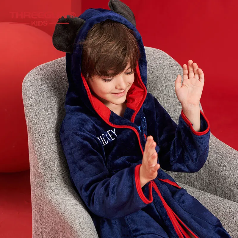 Детский фланелевый Халат THREEGUNKIDS x Disney домашняя одежда зимний теплый банный халат