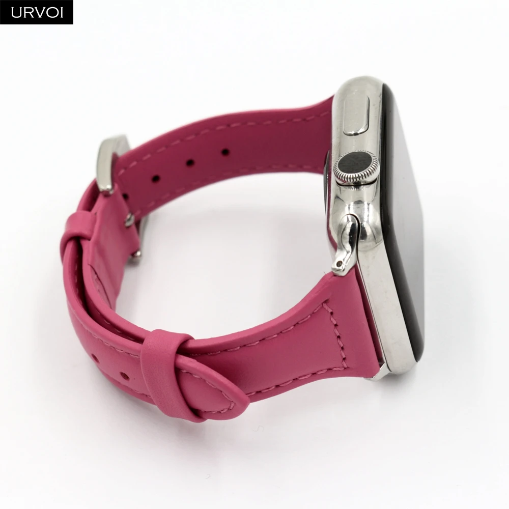 URVOI тонкий ремешок для наручных часов Apple Watch, версии 5/4 3/2/1 пояса из натуральной кожи swift кожаный ремешок для наручных часов iWatch, наручные часы Современный для маленьких девочек с рисунком в стиле ремень