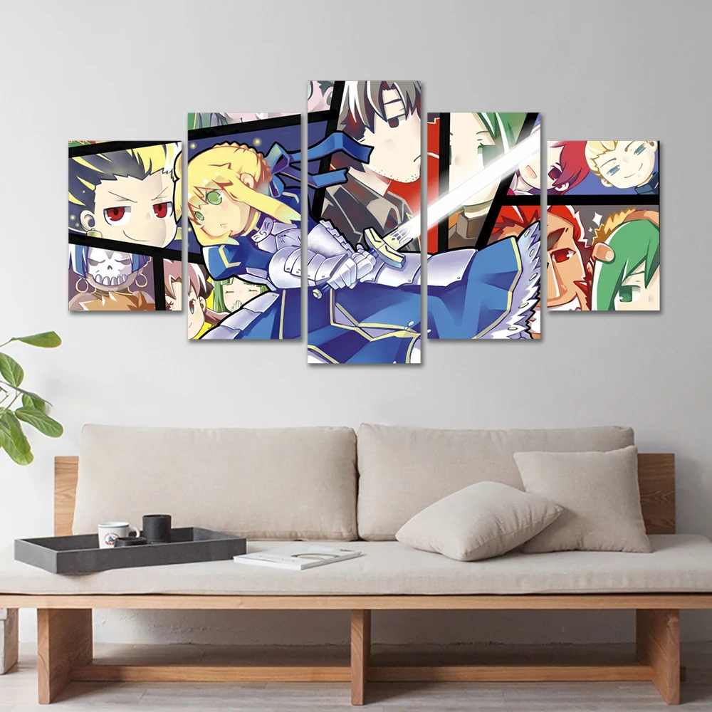

Anime Fate Series 5 Piece Poster Pictures Home Decoration Paintings Canvas HD Prints Wall Art Modular Living Room
