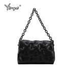 Дизайнерская Брендовая женская сумка на плечо, однотонная сумочка из искусственной кожи на цепочке, клатч, Хобо