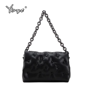 Дизайнерская Брендовая женская сумка на плечо, однотонная сумочка из искусственной кожи на цепочке, клатч, Хобо