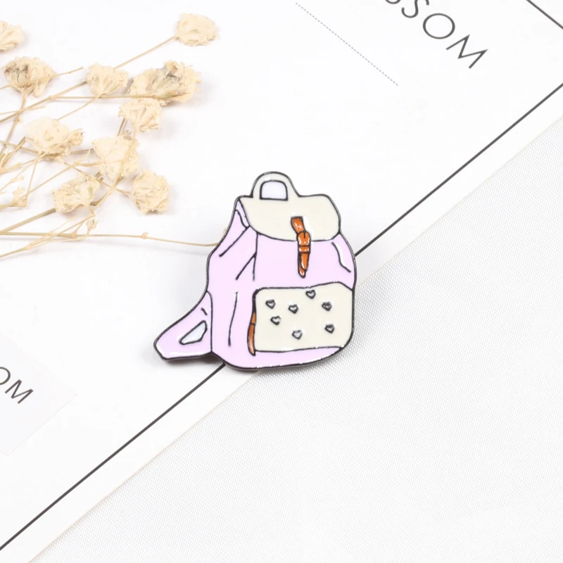 Рюкзак Книги камера мобильный телефон CD эмаль значки Pin розовая брошь с дизайном