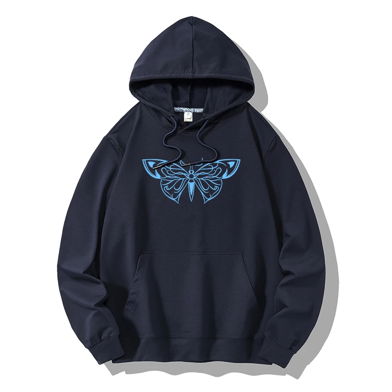 

Butterfly Printing Hooded Men Harajuku Casual Sweatshirts Spring 2021 Streetwear Anime Fashion Mens Hoodies Unisex Clothes
