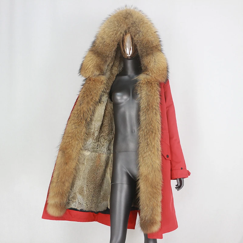 Женская парка с мехом енота на капюшоне BLUENESSFAIR длинная непромокаемая воротником