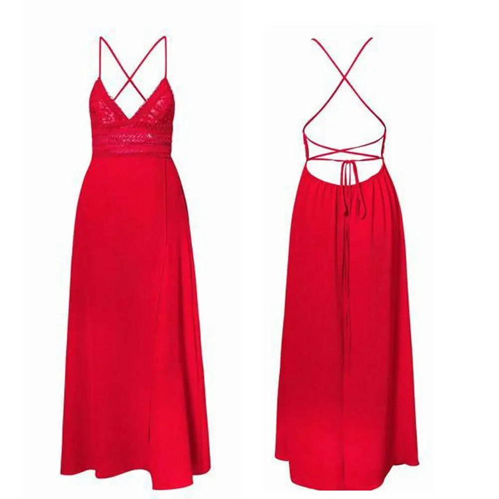 

Femme Summer Beach Robe Maxi Dress Women Boho Sexy Deep V-neck High Waist Slim Evening Party Dresses Long Red White