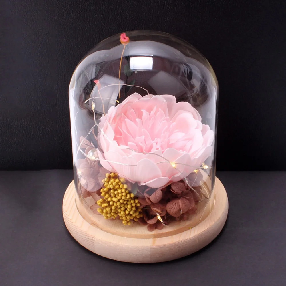 

Hot Sale New Creative LED Lamp Glass Cover Lmmortal Decoration For Girlfriend Birthday Surprise Gift Soap Flower