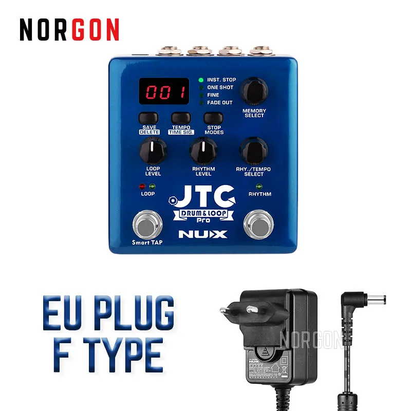 NUX JTC барабан и петля PRO Двойной Переключатель педаль петлителя Запчасти и аксессуары для бас/электрогитары - Цвет: EU Plug F Type