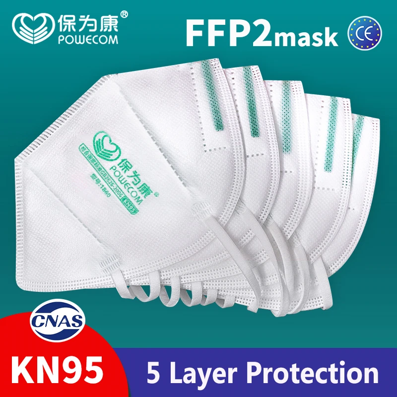 

Powecom KN95 Mask Respirator Mouth Mask Filter 5 Layers Protective FFP2 Face Mask Breathable Dustproof Mouth Muffle Cover