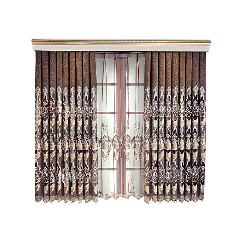 Европейские шторы с вышивкой для прохода через светильник вые гостиной столовой