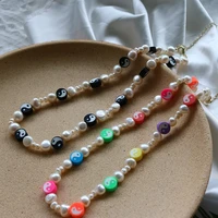 trend natural freshwater pearl tai chi bagua necklace colorful bohemian chain choker for women gift manual diy beaded jewelry