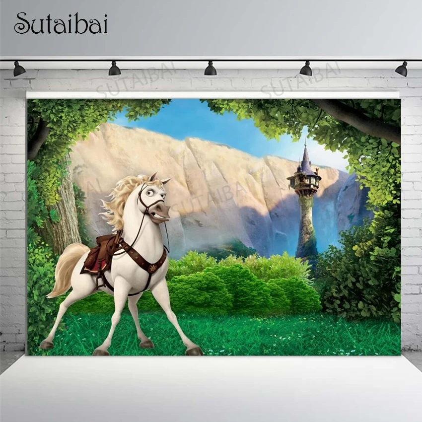 

7x5FT White Horse Riding Free Jungle Fairy Forest Mountain Custom Photo Background Studio Backdrop Vinyl Photography Backdrops