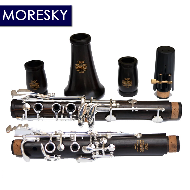 MORESKY Professional кларнет из черного дерева A/C tune 17 Key посеребренный медный твердый