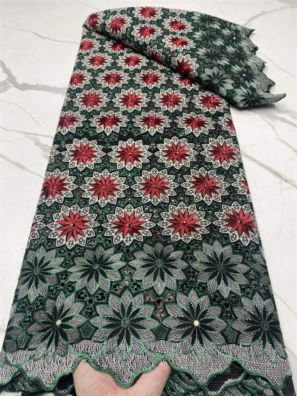 NI.AI 2022 высокое качество сухое кружево хлопок шнур ткань с камнями швейцарская