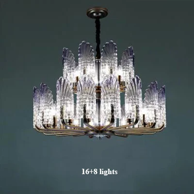 16 and 8 lights Современный Стеклянный светодиодный светильник-люстра с павлином, металлический подвесной светильник для гостиной, подвесной светильник для столовой - Цвет абажура: 16 and 8 lights