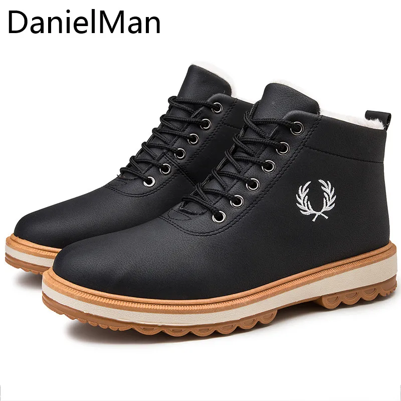 Danielman/модные уличные мужские рабочие ботинки Зимняя Теплая Бархатная обувь со