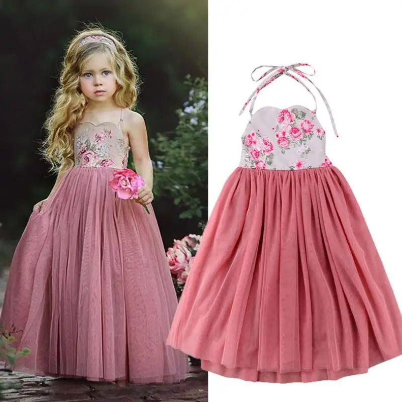 Рождественское платье для малышей элегантное хлопковое принцессы с цветочным