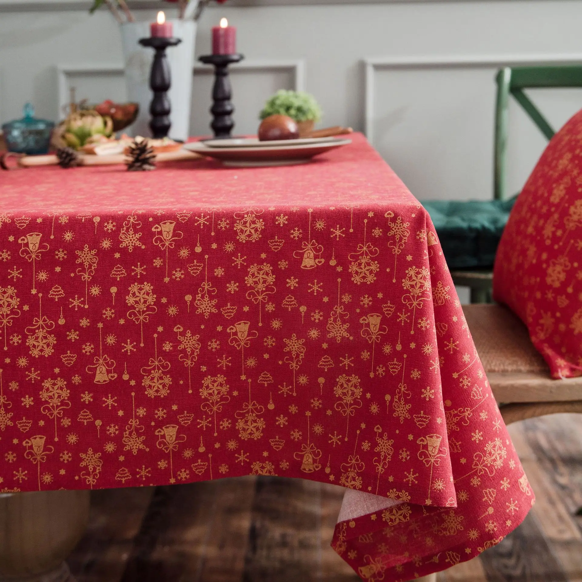 Bronzing Christmas Tablecloth Decoration Mantel Home Table Cloth Nappe Party Wedding for Decor | Дом и сад