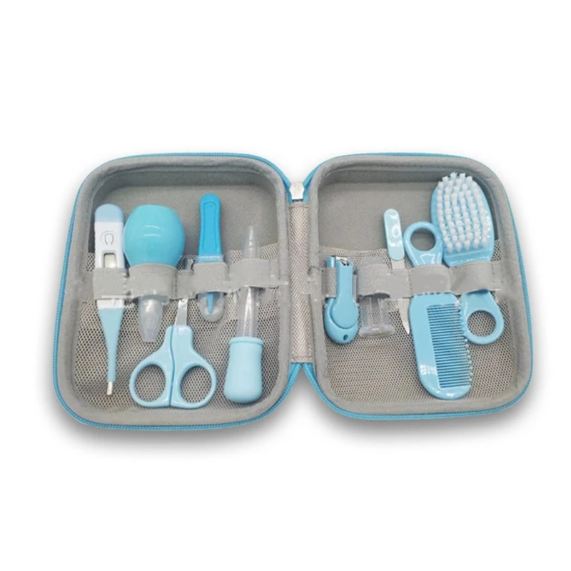 

10Pcs Newborn Baby Grooming Health Care Set Nail Clippers Scissors Hair Comb Brush Nasal Aspirator Thermometer Portable Toddler
