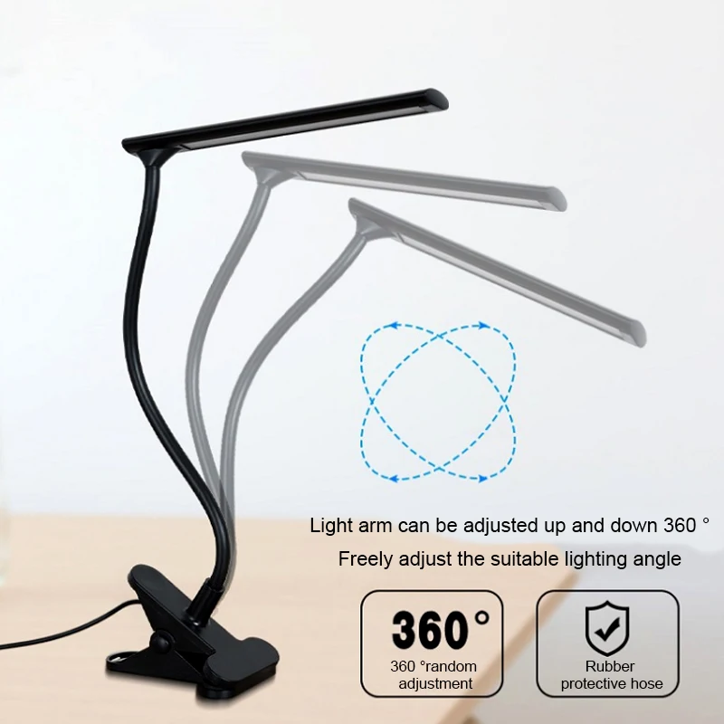 Светодиодная лампа для чтения с зажимом светодиодная настольная 3 цвета X3 Dimable