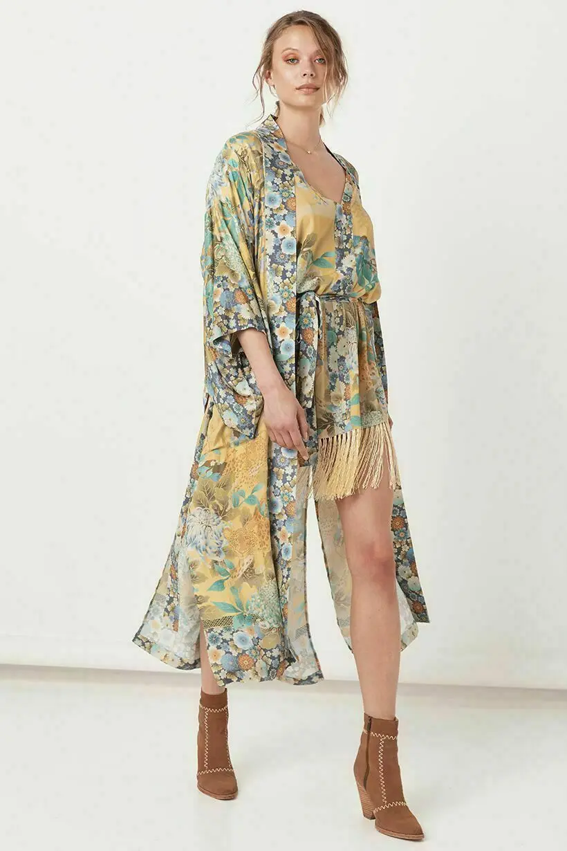 

Brand New Women Cover-Ups Ladies Floral Beach Kimono Blouse Chiffon Cardigan Shawl Cover up Tops Print Loose Boho Beachwear