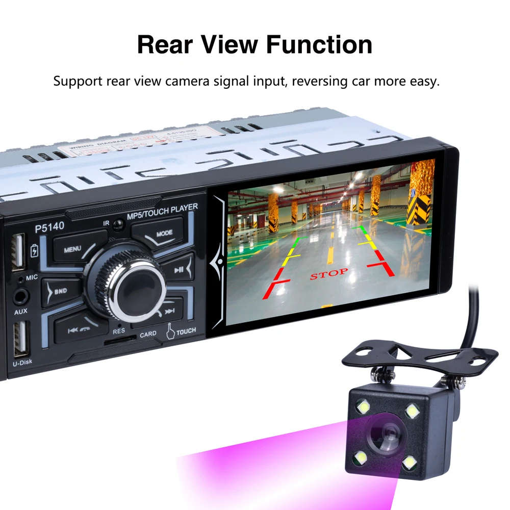 P5140 12 В постоянного тока новый 4 1 &quotсенсорный экран 1080P 4*50 Вт Bluetooth RMVB/AVI медиаплеер