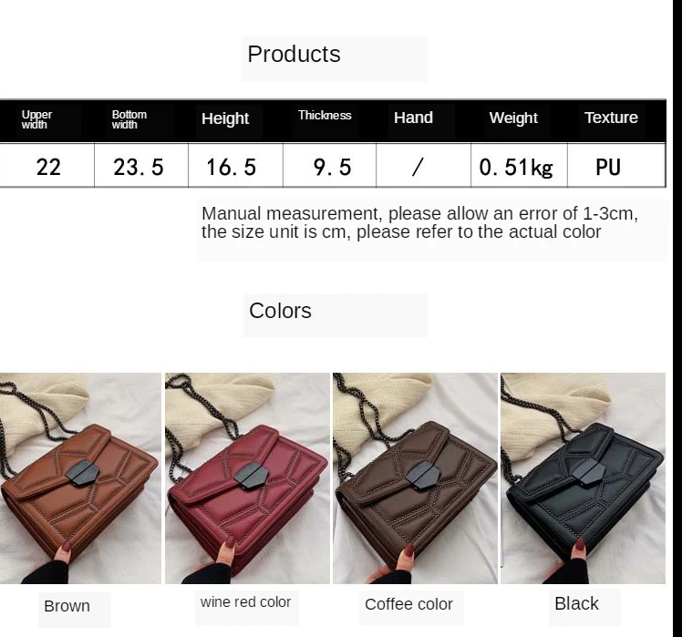 

Lemonade Women's Bag 2020 New Fashion Messenger Bag Rivet Single Shoulder Chain Small Square Bag Women Bags