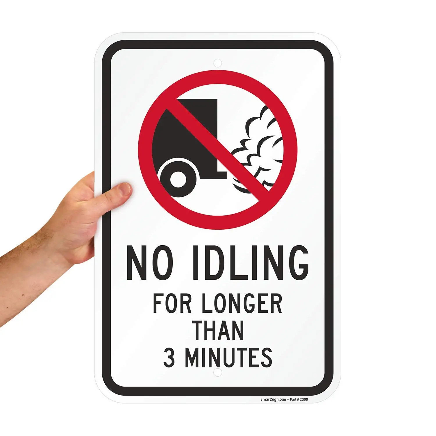 

"No Idling for Longer Than 3 Minute" Sign | 12" x 8" Aluminum