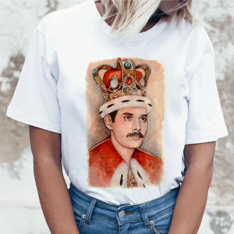 Maycaur Freddie Mercury The Queen Band Футболка женская хипстерская футболка повседневные