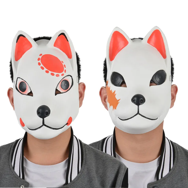 2020 аниме мультфильм косплей тангиро маска кролик и лиса рассекающее демонов