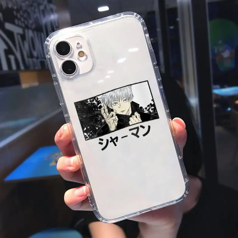 

Jujutsu Kaisen Gojo Satoru Cartoon Phone Case Transparent for iPhone 11 12 mini pro XS MAX 8 7 6 6S Plus X 5S SE 2020 XR