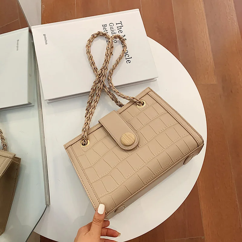 

Texture Handbags Chain One Shoulder Messenger Bag 2021 New Women Fashion Versatile Bag PU Leather Small Square Bag