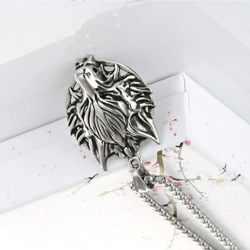 Длинное ожерелье Мужская Длинная подвеска в виде головы волка из нержавеющей