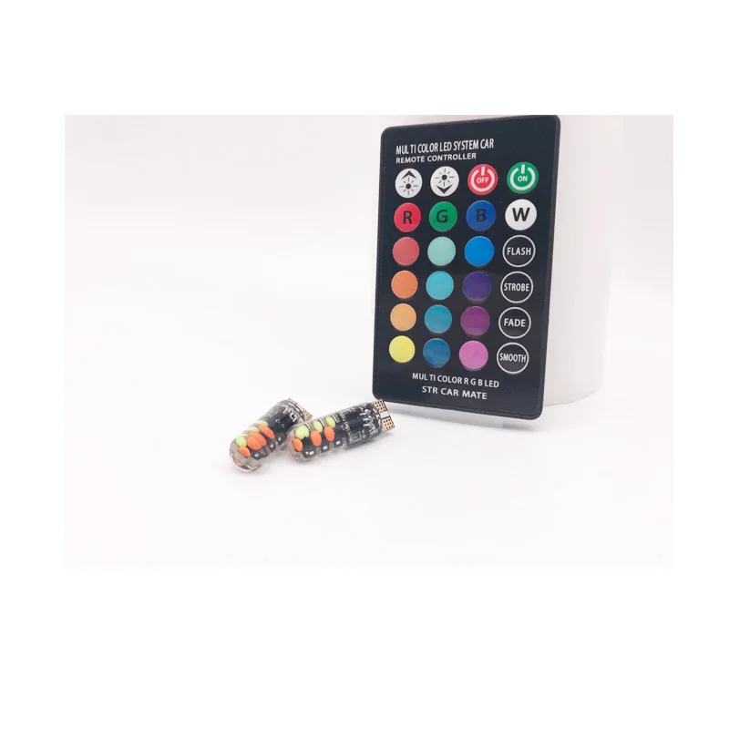 Светодиодный светильник W5W T10 RGB Универсальный Автомобильный цветной