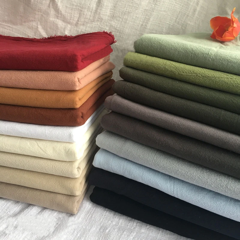 

100cm*140cm breathable shirt material washed plain cotton crepe fabric summer 100% Cotton tecido cloth