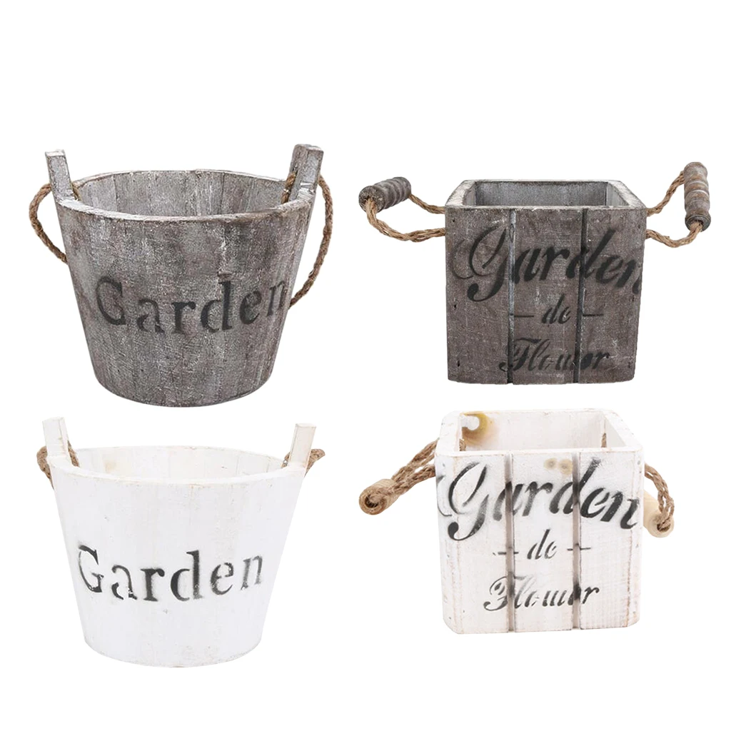 Деревенские деревянные горшки для суккулентов плантаторы цветы ведра