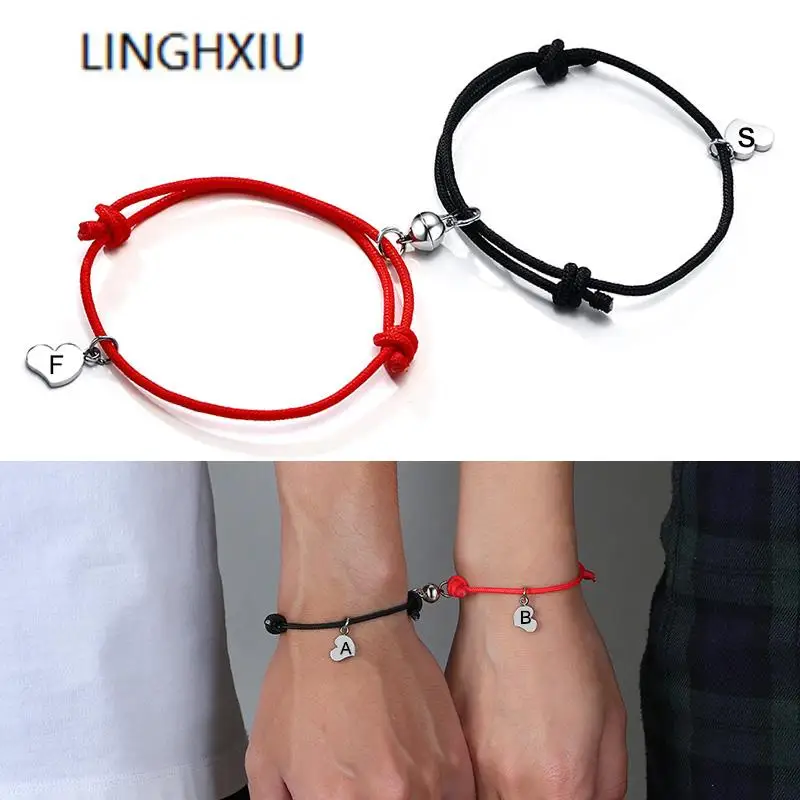 

Personalized Initial Bracelet for Couples Women Men Custom Number Heart Bracelet Adjustable