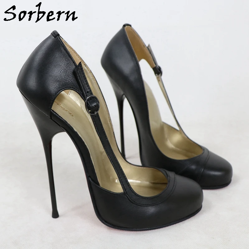 Sorbern Sexy Round Toe Women Pumps 16Cm Metal Stilettos High Heel Hollow Out Side Slip On Shoes Custom Colors Real Leather