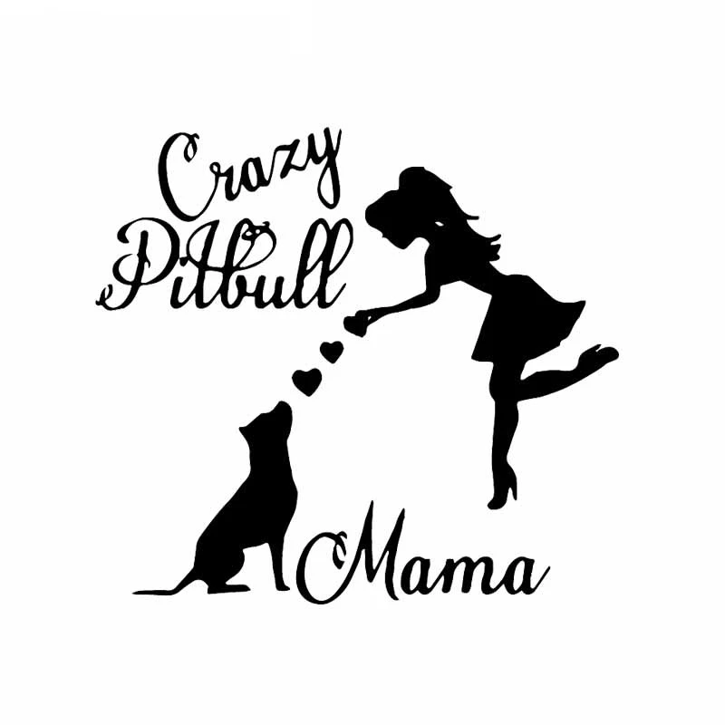 

Crazy Pitbull Mama Car Sticker Pitbull Mom Lover Dog Vinyl Window Car Decal Creative Decals Black/Silver,15cm*14cm