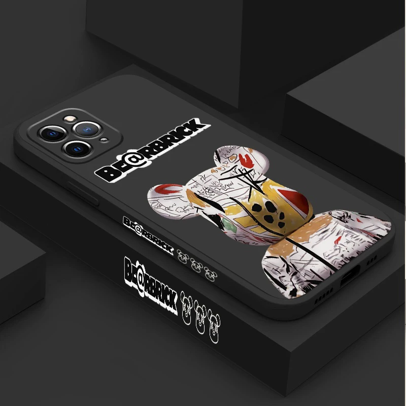 

Fashion Violent Bear TPU Straight Edge Soft Case For iPhone 11 12 13 Pro Max Mini 7 8 Plus XR X XS MAX Creative INS Cover