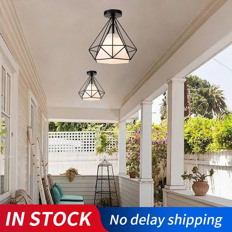 Винтажный промышленный потолочный светильник с утапливаемым креплением 20 см