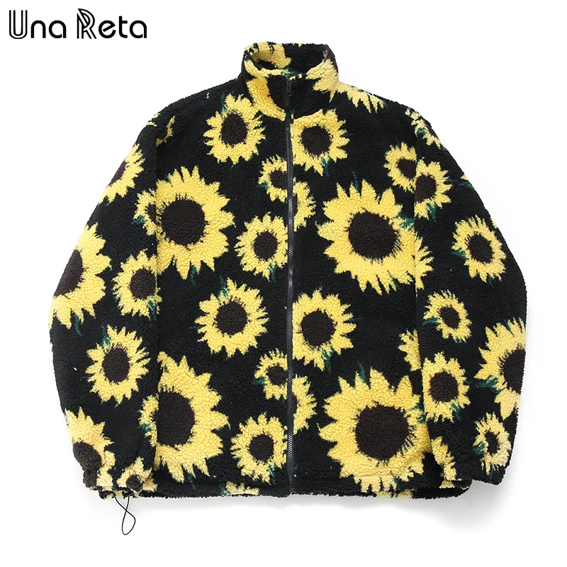 

Una Reta Print Men Jacket New Winter Coat Men Clothing Lambswool Zipper Parkas Plus Size Black Men's Jacket