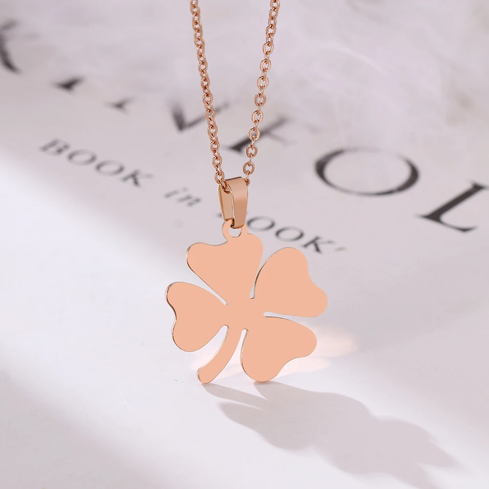 CACANA 316L Stainless Steel Clover Necklace Rose Gold Colors Bijoux Collier Elegant Women Jewelry Party Gifts Wholesale | Украшения и