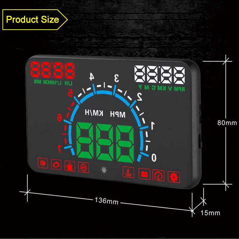 Автомобильный Дисплей OBDII HUD дисплей 5 8 дюйма легкое подключение и