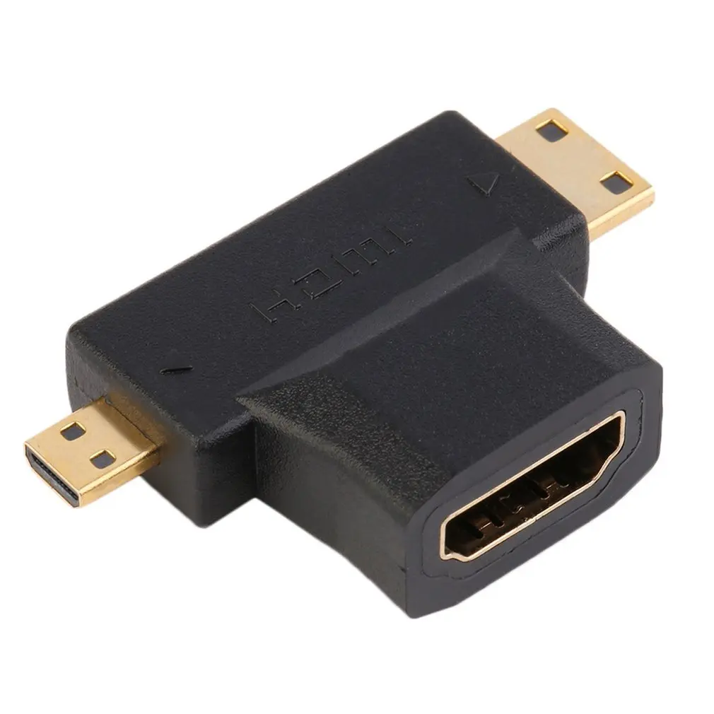 Черный переходник HDMI Type A типа Мама папа Mini Тип C + Micro D|Коробки передач и кабели| |