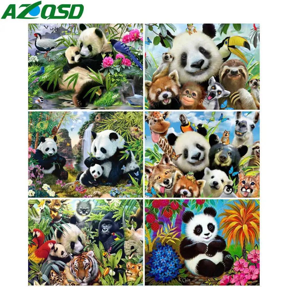 

AZQSD панда краска по номерам животные лес акриловая краска масляная краска ing на холсте ручной работы Домашний Декор подарок настенное искус...